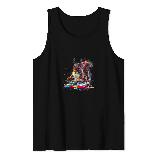 Squirrel Pet DJ Dance Club Music Producer Turntable DJ Squirrel Tank Tops