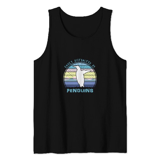 Penguin Pet Easily Distracted By Penguins Cool Sunset Nature Tank Tops