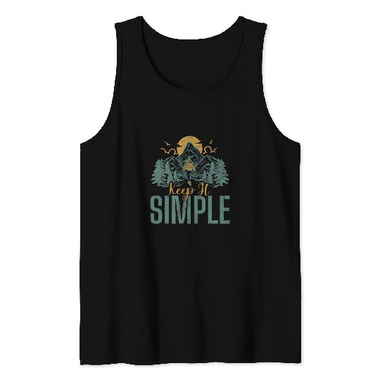 Camping Keep It Simple Sunset Forest Woods Mountain Campers Tank Tops