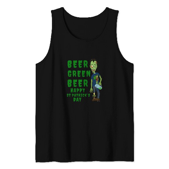 Beer Fun Beer Green Beer Happy St Patricks Day Zombie Tee Tank Tops