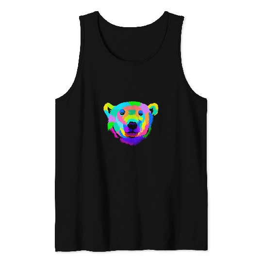 Bear Pet Pop Art Polar Bear Cub Arctic Animal Face Polar Tank Tops