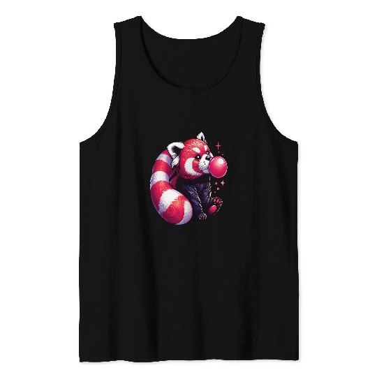 Panda Pet Chewing Pink Bubble Gum Mammal Animal Lovers Tank Tops