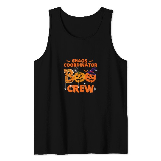 Chaos Coordinator Boo Crew Pumpkin Funny Halloween Spider Tank Tops