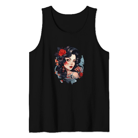 Chicano Girl Mexico Flowers Death Pretty 4 Tank Tops