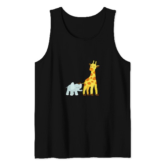 Giraffe Pet mommy and me mor daughter son elephant giraffe matching Tank Tops