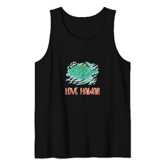 Turtle Pet Cute Sea Turtle Hawaii Beach Aloha Hawaiian Maui Vacation Tank Tops