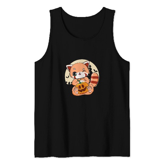 Panda Pet Red Panda Halloween Kawaii Pumpkin Anime Tank Tops