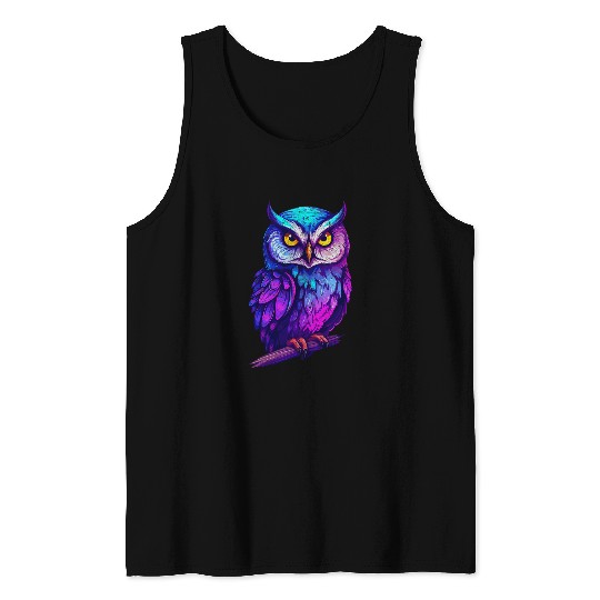 Owl Pet Pastel Colour Rainbow Barn Owl Beak 1 Tank Tops