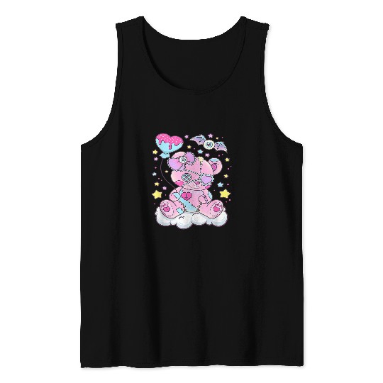 Bear Pet Gothic Pastel Teddy Bear Creepy Voodoo Bat 06 Tank Tops
