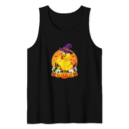 Duck Pet Bird Scary Pumpkin Skull Witch Duck Halloween 154 Tank Tops