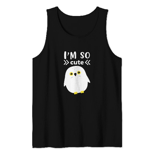 Owl Pet Im So Cute White Snow Owl I Kingfisher I Kids Snow Owl Tank Tops