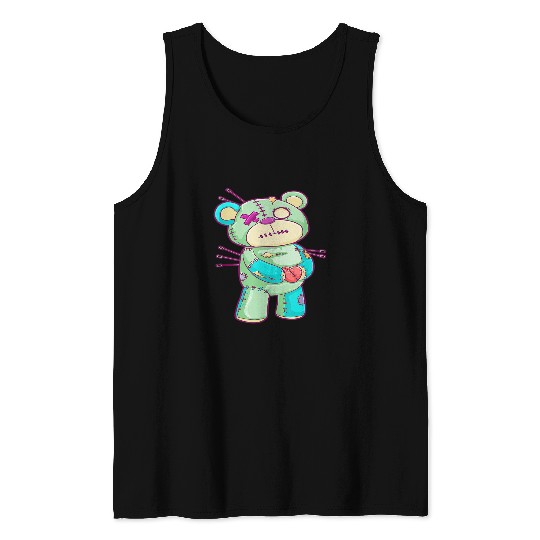 Bear Pet Gothic Pastel Teddy Bear Creepy Voodoo Bat 4 Tank Tops