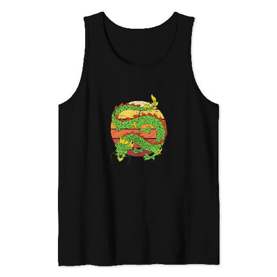 Dragon Pet Retro Mythical Creature Fantasy Asian Animal Chinese Dragon Tank Tops