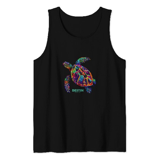 Turtle Pet Destin Florida Retro Souvenir Beach Vacation Sea Turtle Tank Tops
