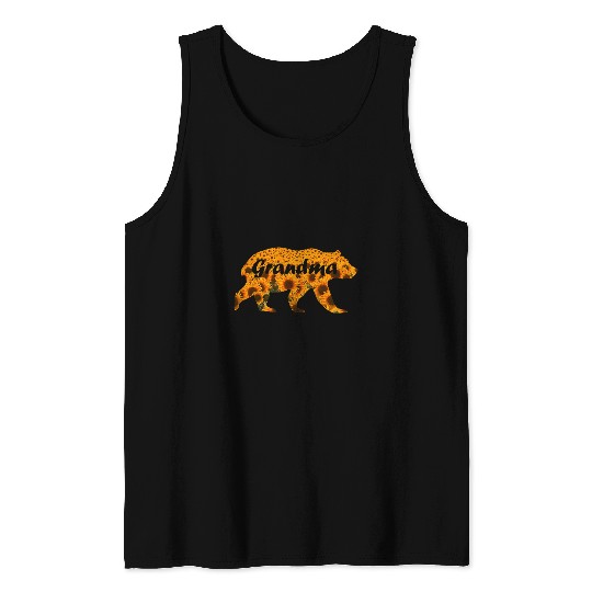 Bear Pet Grandma Bear Sunflower Tank Tops