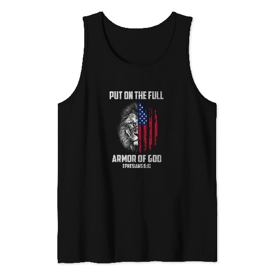 Lion Pet Put On The Full Armor Of God Christian Religious Lion US Tank Tops
