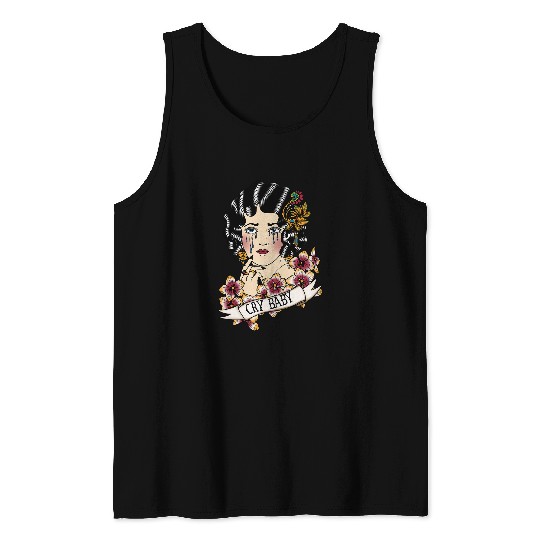 Cry Baby American Traditional Old School Lady Tattoo Tank Tops