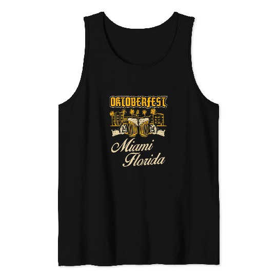 Beer Fun Oktoberfest Miami Florida German Pride City Beer Love Tank Tops