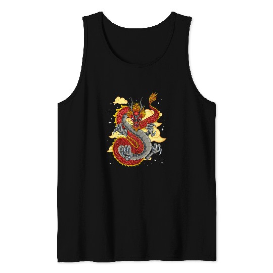 Chinese Dragon Japanese Art Tokyo Dragon Asia Tattoo Style 9 Tank Tops