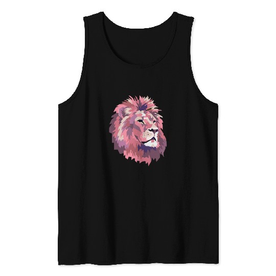 Lion Pet Abstract Lion Face Zoo Animal Zoo Keeper Tank Tops