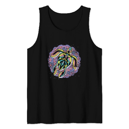 Colorful Mandala Ocean Animal Polynesian Tattoo Sea Turtle Tank Tops