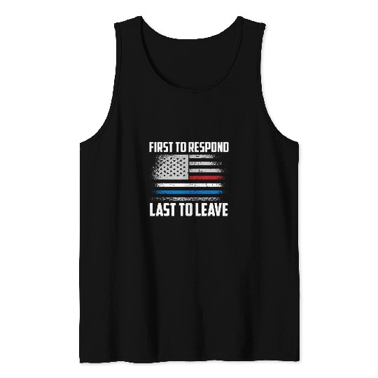 Emergency Us Flag Thin Yellow Line Gold Police Dispatcher Tank Tops