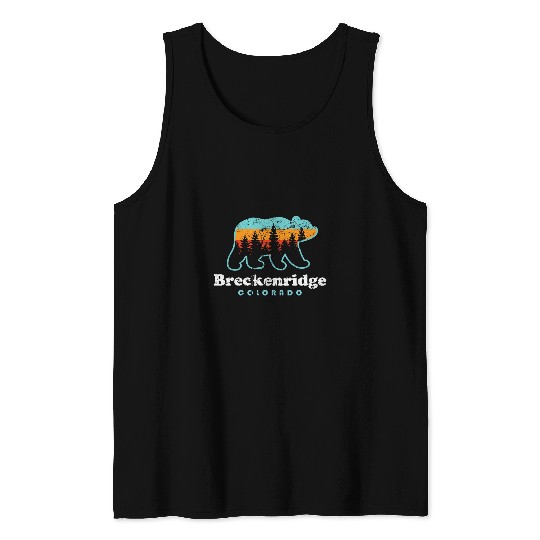 Bear Pet Breckenridge Colorado Bear Retro Mountains Trees Tank Tops