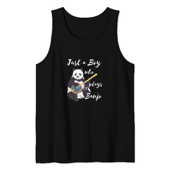 Panda Pet Just A Boy Who Plays Banjo Panda Bluegrass Music Lover Tank Tops