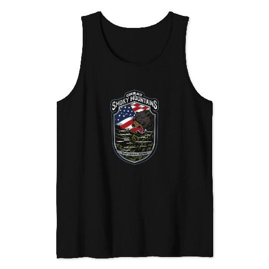 Bear Pet Great Smoky Mountains National Park American Flag Bear Gifts Tank Tops
