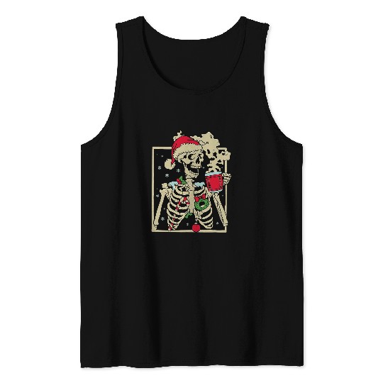 Coffee Fun christmas Skeletons coffee hot chocolate lovers Tank Tops