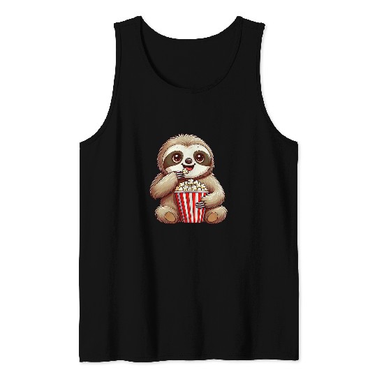 Sloth Pet is eating Popcorn Cinema carnivals Costume Tank Tops