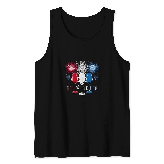 Wines Fun Patriotic Red White and Blue Wines Glasses Tank Tops