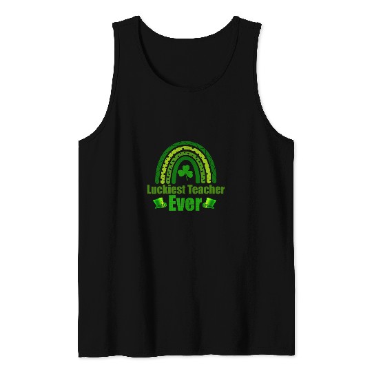 Discover Luckiest Teacher Ever rainbow St Patricks Day Teaching Tank Tops