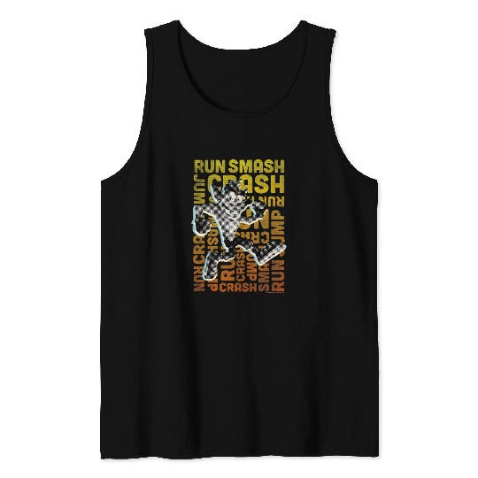 Crash Bandicoot Run Smash Crash Gradient Text Logo Jumble Tank Tops