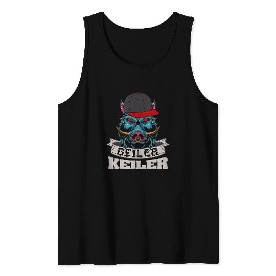 Cool Keiler Funny Wild Boar Hunting Forestry Motif Tank Tops