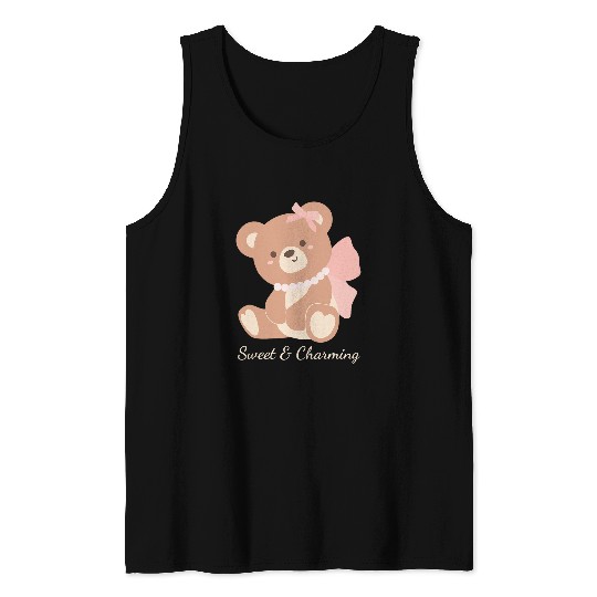Bear Pet Coquette trend Teddy Bear pearls and bows Sweet and charming Tank Tops