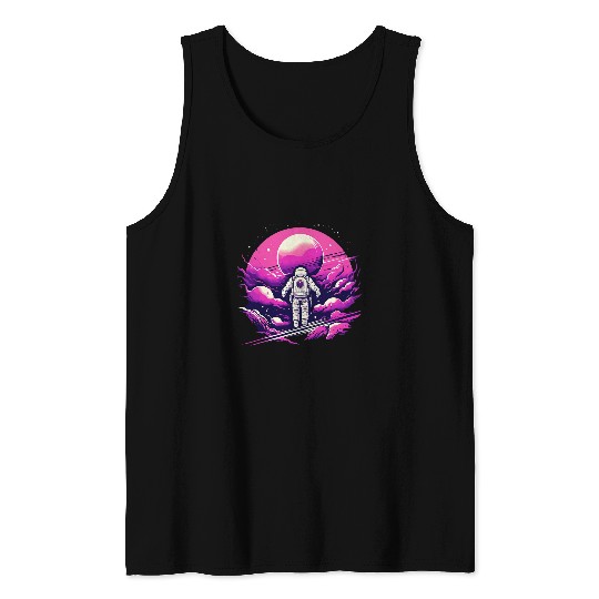 Astronaut in A Purple Space Moon Mars Planets 2Astronaut Tank Tops