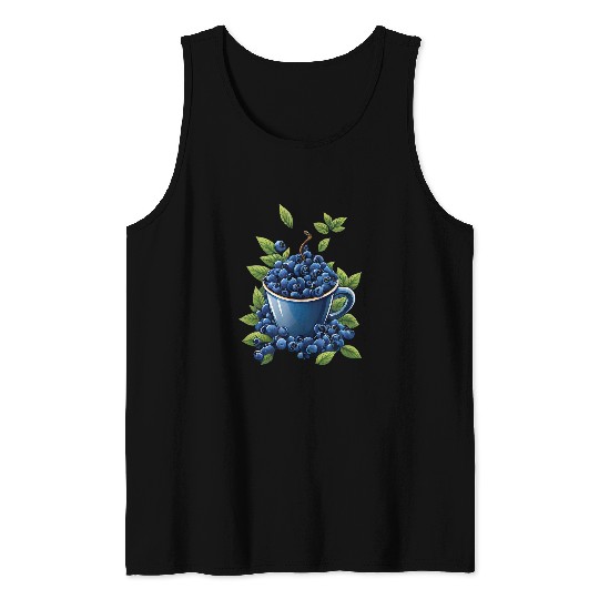 Coffee Fun Blueberry Coffee Cup Farmer Blueberries Berry Healthy Fruit Tank Tops