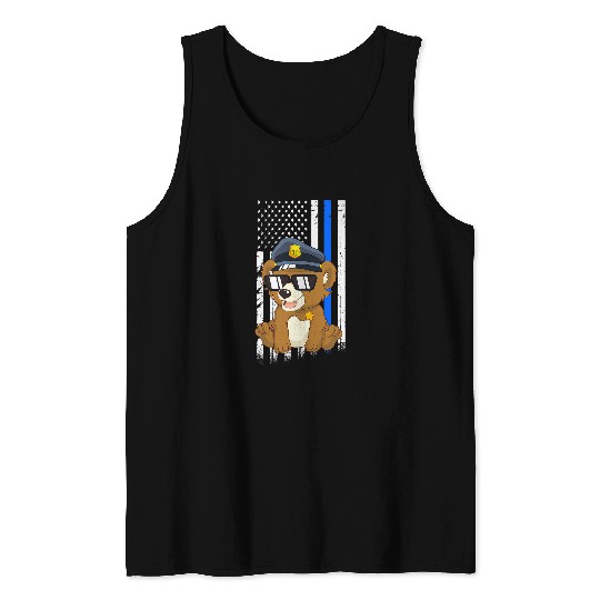 Police Job Bear Back the Blue Law Enforcement Appreciation Tank Tops