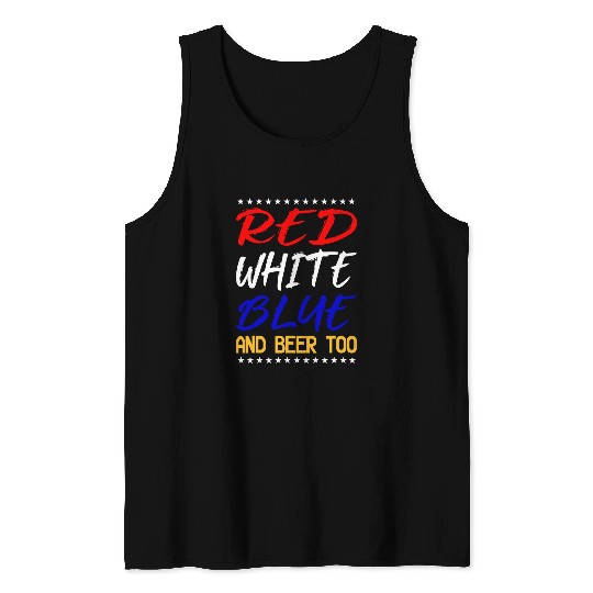 Beer Fun RED WHITE BLUE NATIONAL BEER DAY Tank Tops