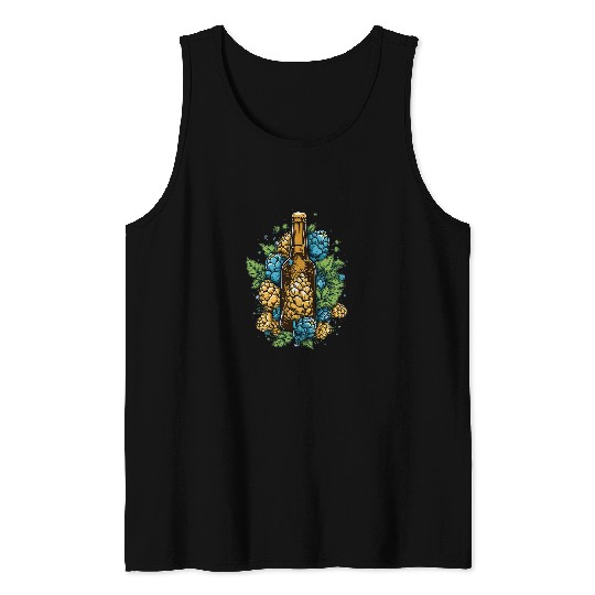 Beer Fun Beer Bottle Hop Cones IPA Craft Beer Brewing Drinking Tank Tops