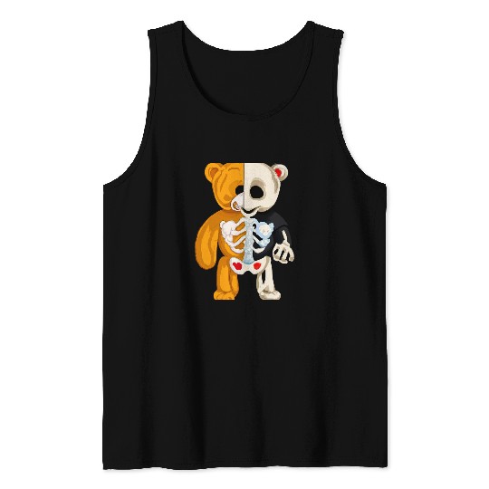 Bear Pet Cool Skeletons Teddy Bear wearing a Brown Bear Costume Tank Tops