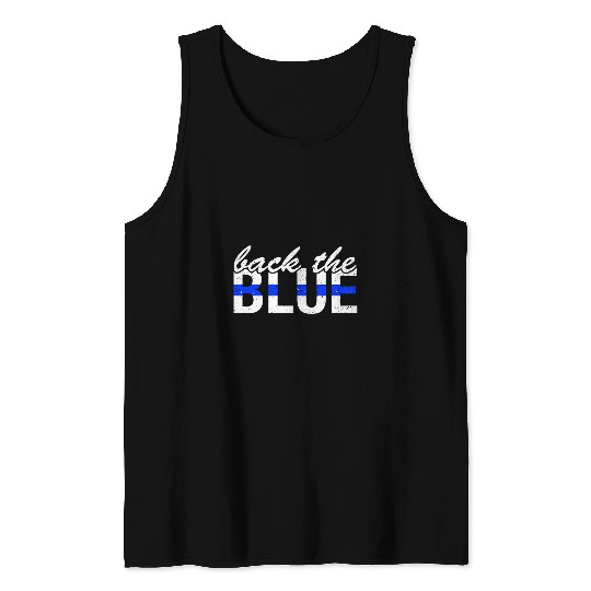 Police Job Back The Blue Law Enforcement Police Support Tank Tops
