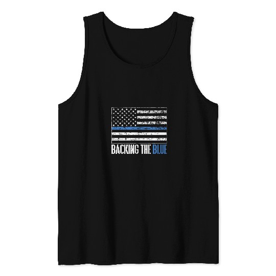 Police Job Backing the Blue US Flag Support Law Enforcement Police Tank Tops
