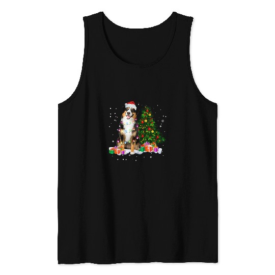 Discover Australian Shepherd Christmas Tree Light Aussie xmass Dog Tank Tops