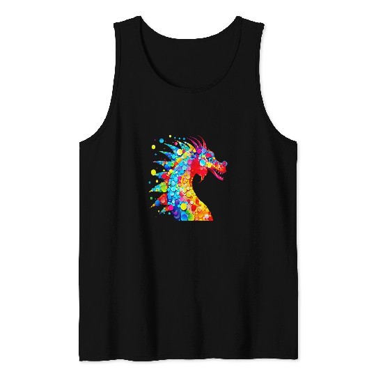 Dragon Pet Dot Day Dragon September Creativity Day Rainbow Dragon Tank Tops