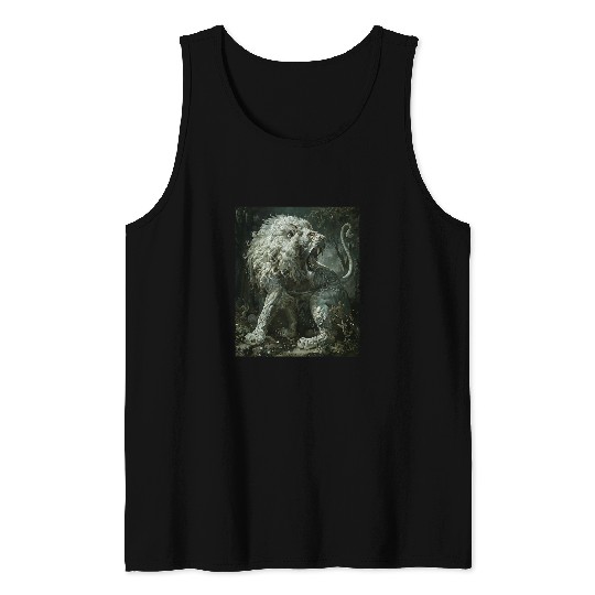 Lion Pet Powerful Strong Victorian Angry Ivory Lion Fantasy Art 1 Tank Tops