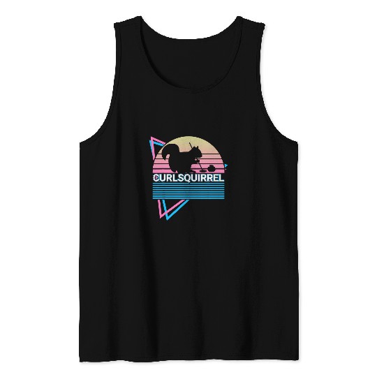 Curling Stone Curling Player Retro Curlsquirrel Tank Tops