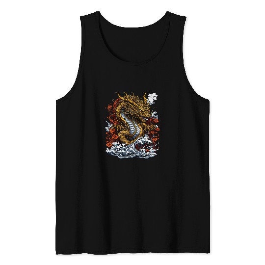 Dragon Pet Chinese Dragon Asian retro 80s style Year Of The Dragon Tank Tops