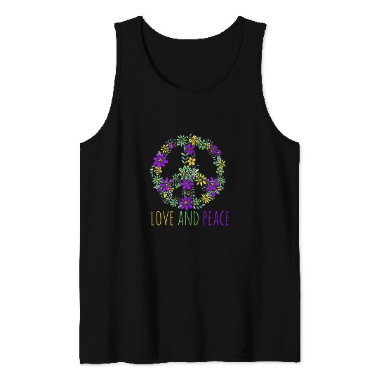 Cool Love and Peace flour Hippie Sign Mardi Gras Tank Tops